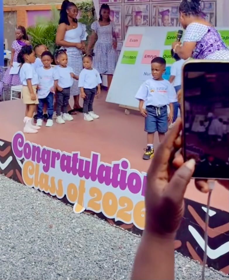 Pupils celebrating at the school graduation ceremony